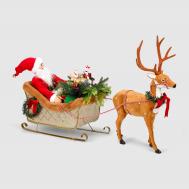 Дед Мороз  на санях с оленем 95х25х57 см Yahome