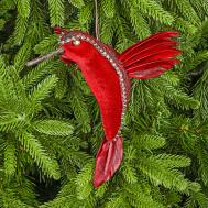 Декор на ёлку  колибри красная 17х13х20 см James arts