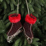 Декор на ёлку  коньки красные 12х10х12 см James arts