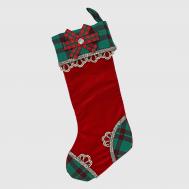 Декор на ёлку  носок красный 24х1х54 см James arts