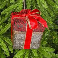 Декор на ёлку  подарок золотистый 10,5х10,5х12 см James arts