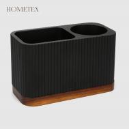 Держатель для зубных щёток  полирезин и акация чёрный 17х8х10,2 см Hometex