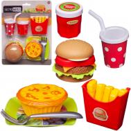 Игровой набор  Гастромаркет Набор продуктов (бутерброд, картошка, 2 напитка, маффин, тарелка, вилка) ABtoys