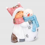 Декоративная новогодняя фигура  Девочка со снеговичком 35х18х44 см Полиформ