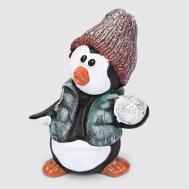 Декоративная новогодняя фигура  Пингвин в жилетке 14 см Полиформ