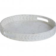 Поднос декоративный  с отделкой раковинами устриц 35х35х5 см ГЛАСАР