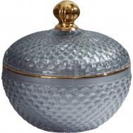 Конфетница  с крышкой 12х12х12 см серебристая ГЛАСАР