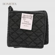 Прихватка  черная джерси 2 шт 20x20 см Hometex
