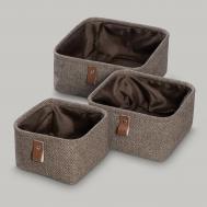 Корзины  набор для хранения Йоран коричневый, 3 предмета PRIME PRIVE