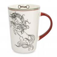 Кружка  420мл бело-бордовая лошадь horse Anna Lafarg