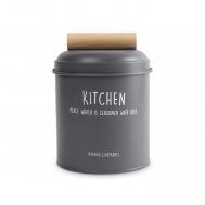 Банка  Local для сыпучих продуктов 1 л, cталь жестяная, дерево, серый, ANLAF-W7017-1B Anna Lafarg