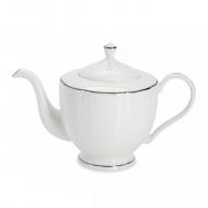 Чайник заварочный  Emily Lotus silver, 1.1 л, фарфор, белый с серебристым кантом, AL-1301L-E11 Anna Lafarg