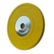 Диск тренировочный обрезиненный 15 кг  VICTORY желтый DHS