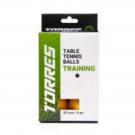 Мяч для настольного тенниса, d40+ мм, 6 шт  Training 1* TT23015 оранжевый TORRES