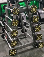 Комплект полиуретановых фиксированных штанг 10-45кг  10 штанг со стойкой FTX-414.1 Fitex Pro