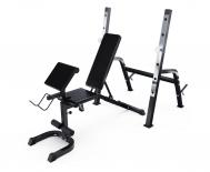 Скамья со стойками под штангу, с партой для бицепса  GORILLA 201321B черный DFC