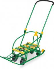 Санки детские  Nikki 3/32 (Вылвижные колеса) (Складная спинка, складная ручка) Зеленый N3/З2 Ника