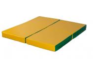 Мат № 11  100х100х10см складной 4 сложения зеленый-желтый КМС