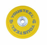 Диск PU 15кг  бампированный, полиуретановый, желтый YouSteel