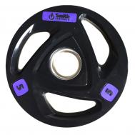 Диск для штанги, c 3-м хватом, обрезиненный, d51 мм 5кг  WP085-5 Smith Strength