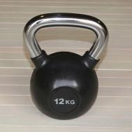 Гиря обрезиненная 12 кг  HK109-12 с хромированной ручкой Hercules