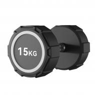 Гантель фиксированная полиуретановая 15кг  74032-15 чёрный Johns