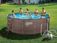 Бассейн на опорах 427х132см  песч.фильтр-насос 4,1м3/ч, лестница, подстилка, тент, набор для чистки DELUXE, скиммер Р20-1452-S SummerEscapes