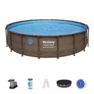 Каркасный бассейн круглый 549х122см  Power Steel Swim Vista Series 56977 Ротанг Bestway