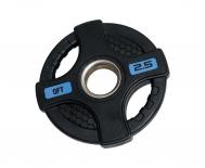 Диск олимпийский обрезиненный с двумя хватами 2,5 кг  FT-2HGP-2,5 черный Original Fit.Tools