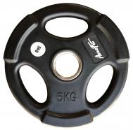 Олимпийский обрезиненный диск 5кг, d51мм  AFPLB5 черный матовый Aerofit