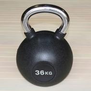 Гиря обрезиненная 36 кг  HK109-36 с хромированной ручкой Hercules