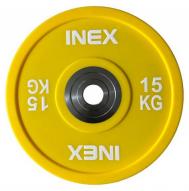 Олимпийский диск в уретане 15кг  PU Bumper Plate TF-P2100-15 желтый\белый Inex