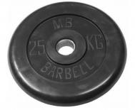 Диск обрезиненный (металлическая втулка) 25кг MB Barbell MB-PltB26-25 черный MB Barbell