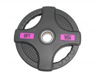 Диск олимпийский обрезиненный с двумя хватами 15 кг  FT-2HGP-15 черный Original Fit.Tools