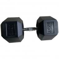 Обрезиненная гексагональная гантель 45кг  Hex Dumbbell TF-D2017-45 черный Inex