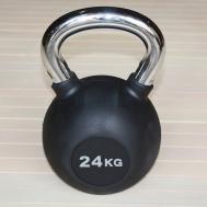 Гиря обрезиненная 24 кг  HK109-24 с хромированной ручкой Hercules