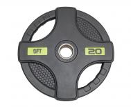 Диск олимпийский обрезиненный с двумя хватами 20 кг  FT-2HGP-20 черный Original Fit.Tools