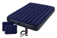 Надувной матрас  Classic Downy Airbed Fiber-Tech, 152х203х25см с подушками и насосом 64765 Intex