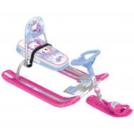 Снегокат Тимка СПОРТ 4-1  ЕДИНОРОГ со спинкой ТС4-1М/ЕР белый-розовый-голубой Ника