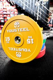 Диск 15кг  EVO Bumper Plate желтый YouSteel