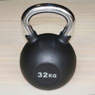 Гиря обрезиненная 32 кг  HK109-32 с хромированной ручкой Hercules