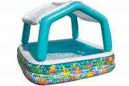 Детский надувной бассейн 157х157х122см  Домик, с навесом 57470 Intex