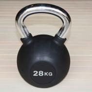 Гиря обрезиненная 28 кг  HK109-28 с хромированной ручкой Hercules