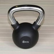 Гиря обрезиненная 8 кг  HK109-8 с хромированной ручкой Hercules