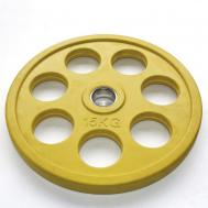 Диск обрезиненный 15кг  DR71023 -15С желтый Johns