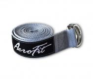 Ремень для йоги  2 металлических кольца AFYGS серый Aerofit