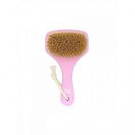 Массажная щетка для сухого массажа , натуральная щетина, с покрытием, розовая Lei