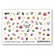 Слайдер дизайн для ногтей "Цветочки, листочки" FASHION NAILS