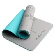 Коврик для йоги и фитнеса, Спортивный ковер TPE для гимнастики, пилатеса, 183х61х0.6 см HAMSA YOGA