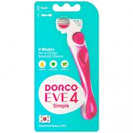Женская бритва с двумя сменными кассетами EVE4, 4-лезвийная DORCO